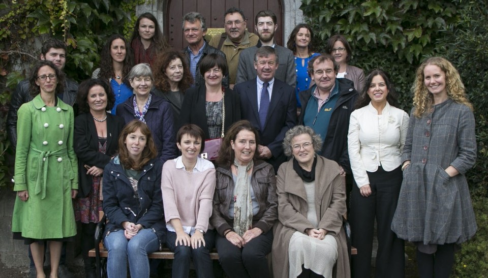 Staff and students from the School of English, photographed with UCC President, Dr. Michael Murphy recently. 2014 is the first year of the MA in Creative Writing course form the School of English. Photo by Tomas Tyner, UCC.